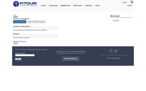 Login | FiTOUR Fitness Certifications