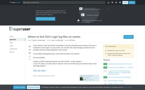 Where to find SSH Login log files on centos - Super User