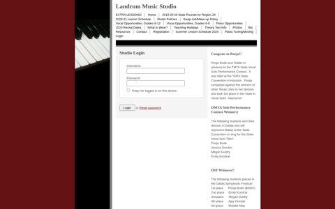 Landrum Music Studio - Login