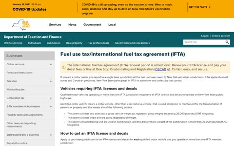 Fuel use tax/international fuel tax agreement (IFTA)