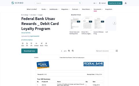 Federal Bank Utsav Rewards _ Debit Card Loyalty Program ...