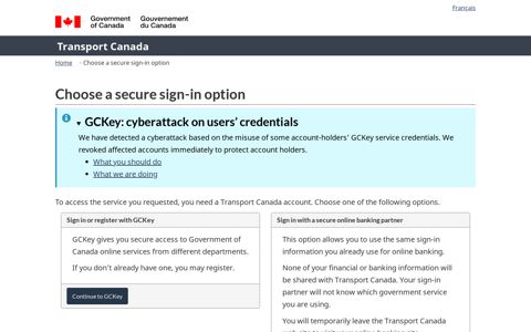 Choose a secure sign-in option - Transport Canada