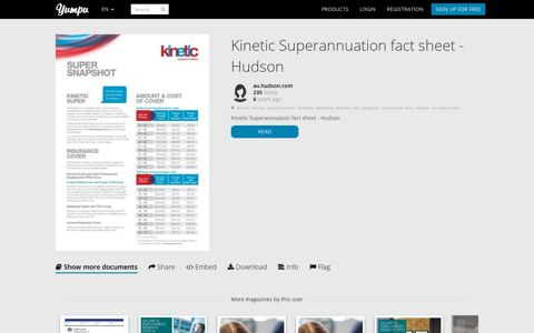 Kinetic Superannuation fact sheet - Hudson