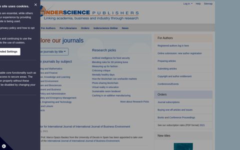 Inderscience Publishers - linking academia, business and ...