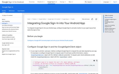 Integrating Google Sign-In into Your Android App