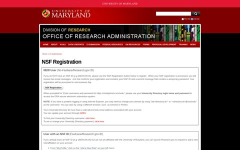 NSF Registration | Office of Research Administration