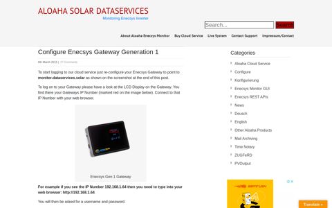 Configure Enecsys Gateway Generation 1 – Aloaha Solar ...