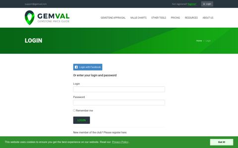 Gemval. Login