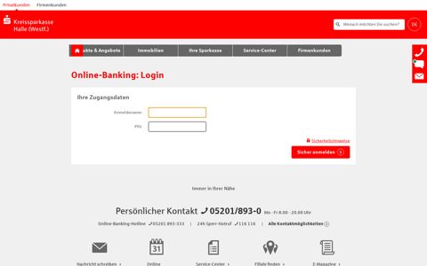 Online-Banking: Login - Kreissparkasse Halle