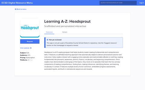 Headsprout - ECSD Digital Resource Menu