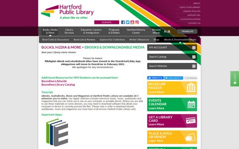 eBooks & Downloadable Media | Hartford Public Library