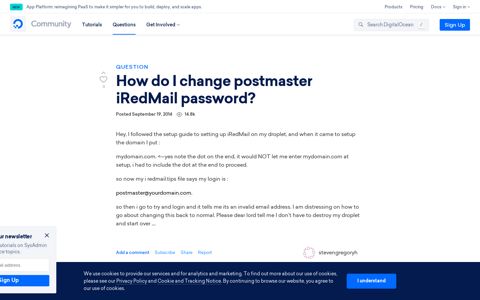 How do I change postmaster iRedMail password? | DigitalOcean