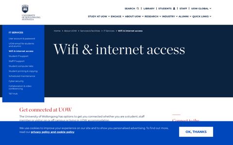 Wifi & internet access - University of Wollongong – UOW