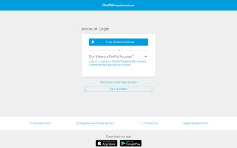 Log In - PayPal Prepaid