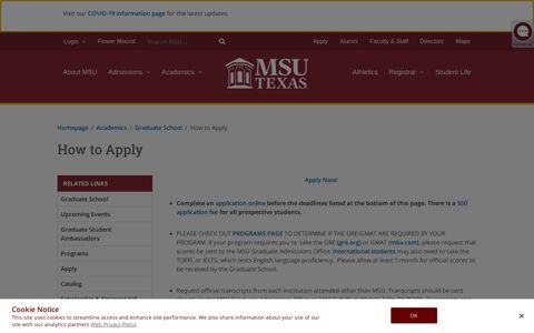 How to Apply » Graduate School »Academics »MSU Texas »
