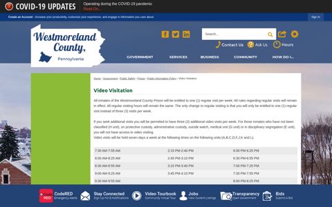 Video Visitation | Westmoreland County, PA - Official Website