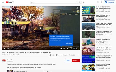 Fallout 76: How to fix Launcher Problems on PS4 ... - YouTube