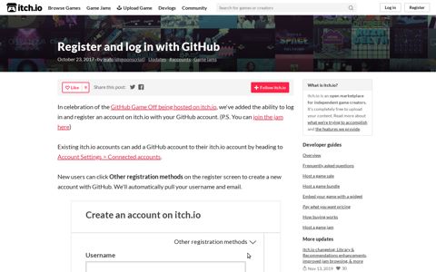 Register and log in with GitHub - itch.io