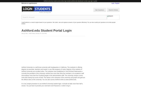 Ashford.edu Student Portal Login