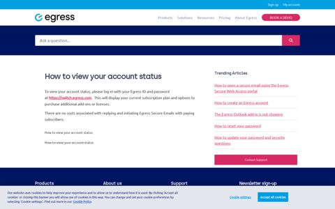 How to view your account status - Egress support
