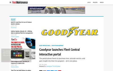 Goodyear launches Fleet Central interactive portal | Fleet ...