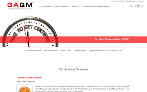 Certified Scrum Master (CSM) - GAQM