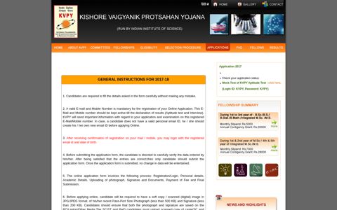 Kishore Vaigyanik Protsahan Yojana - KVPY