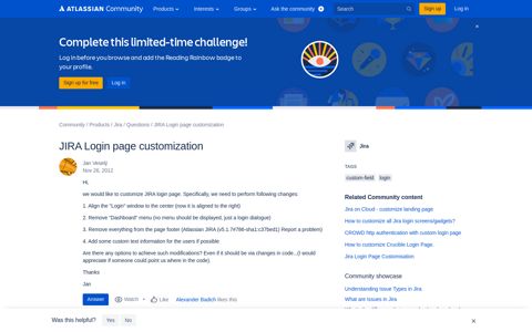 Solved: JIRA Login page customization - Atlassian Community