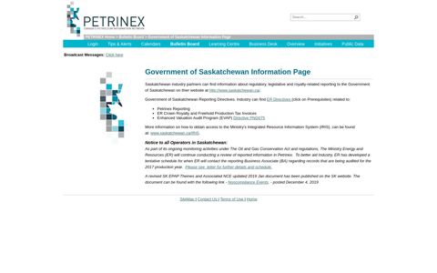 Government of Saskatchewan Information Page - Petrinex