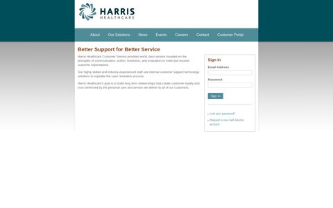 Harris Healthcare - Customer Service Login