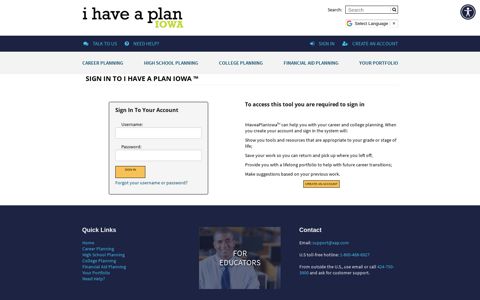 I Have A Plan Iowa ™ - Sign In