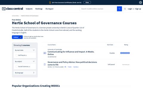 Hertie School of Governance Courses & MOOCs | Free Online ...