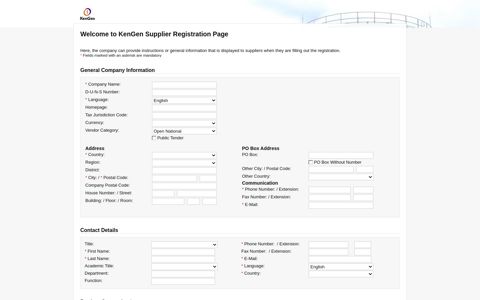 Supplier Registration - KenGen