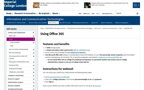Using Office 365 - Imperial College London