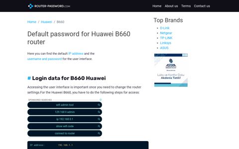 password for Huawei B660 router - router-password