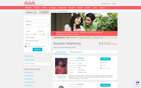 Gounder Matrimony & Matrimonial Site - Shaadi.com