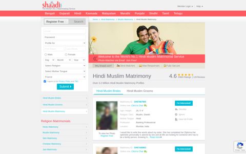 Hindi Muslim Matrimonials - Shaadi.com