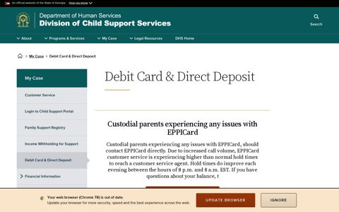 Debit Card & Direct Deposit - Division of Child Support Services