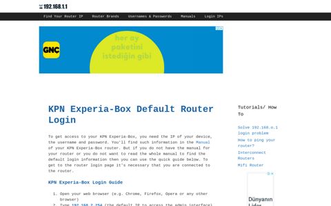 KPN Experia-Box - Default login IP, default username ...