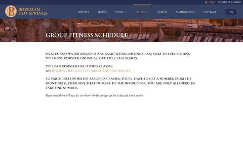 Group Fitness Schedule – Bozeman Hot Springs