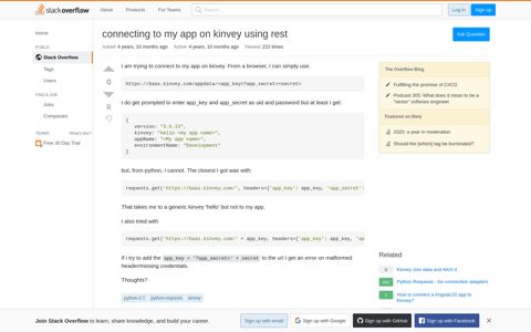 connecting to my app on kinvey using rest - Stack Overflow