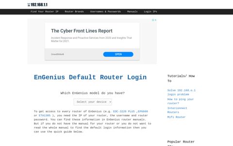 EnGenius Default Router Login - 192.168.1.1