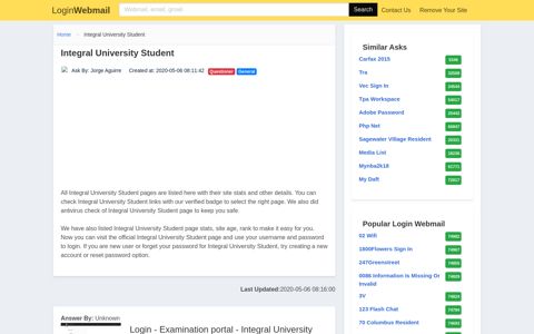 Login Integral University Student or Register New Account