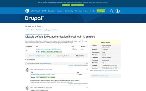 Disable default SAML authentication if local login is enabled ...