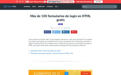 Más de 100 diseños de formulario de login en HTML gratis