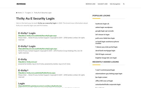 Tivity Au E Security Login ❤️ One Click Access - iLoveLogin
