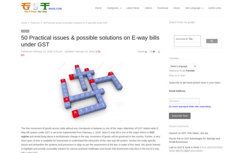 50 Practical issues & possible solutions on E-way bills under ...