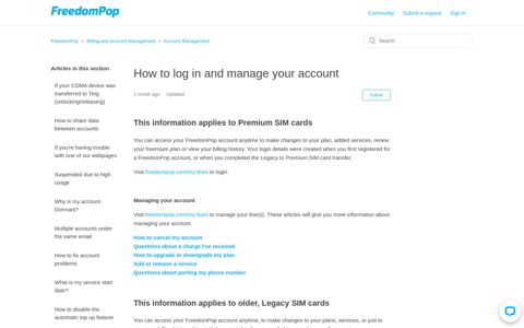 How to log in to, and manage, your FreedomPop account ...