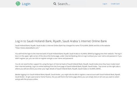 Log in to Saudi Hollandi Bank, Riyadh, Saudi Arabia 's ...