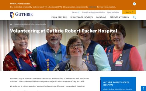 Volunteering at Guthrie Robert Packer Hospital | Guthrie
